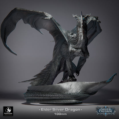 Elder Silver Dragon | D&D TTRPG Mini | Rescale Miniatures