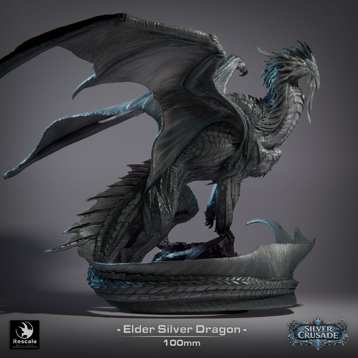 Elder Silver Dragon | D&D TTRPG Mini | Rescale Miniatures