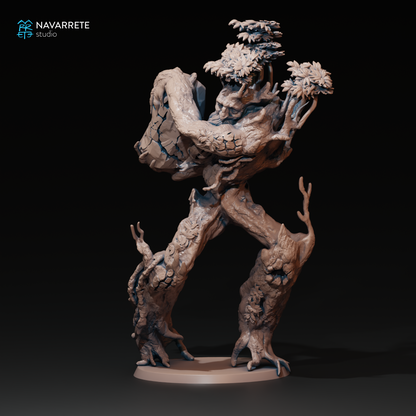 Detailed Tattles Told 3D Treefolk miniature from Navarrete Studio, featuring a detailed Ent-like figure for tabletop gaming.