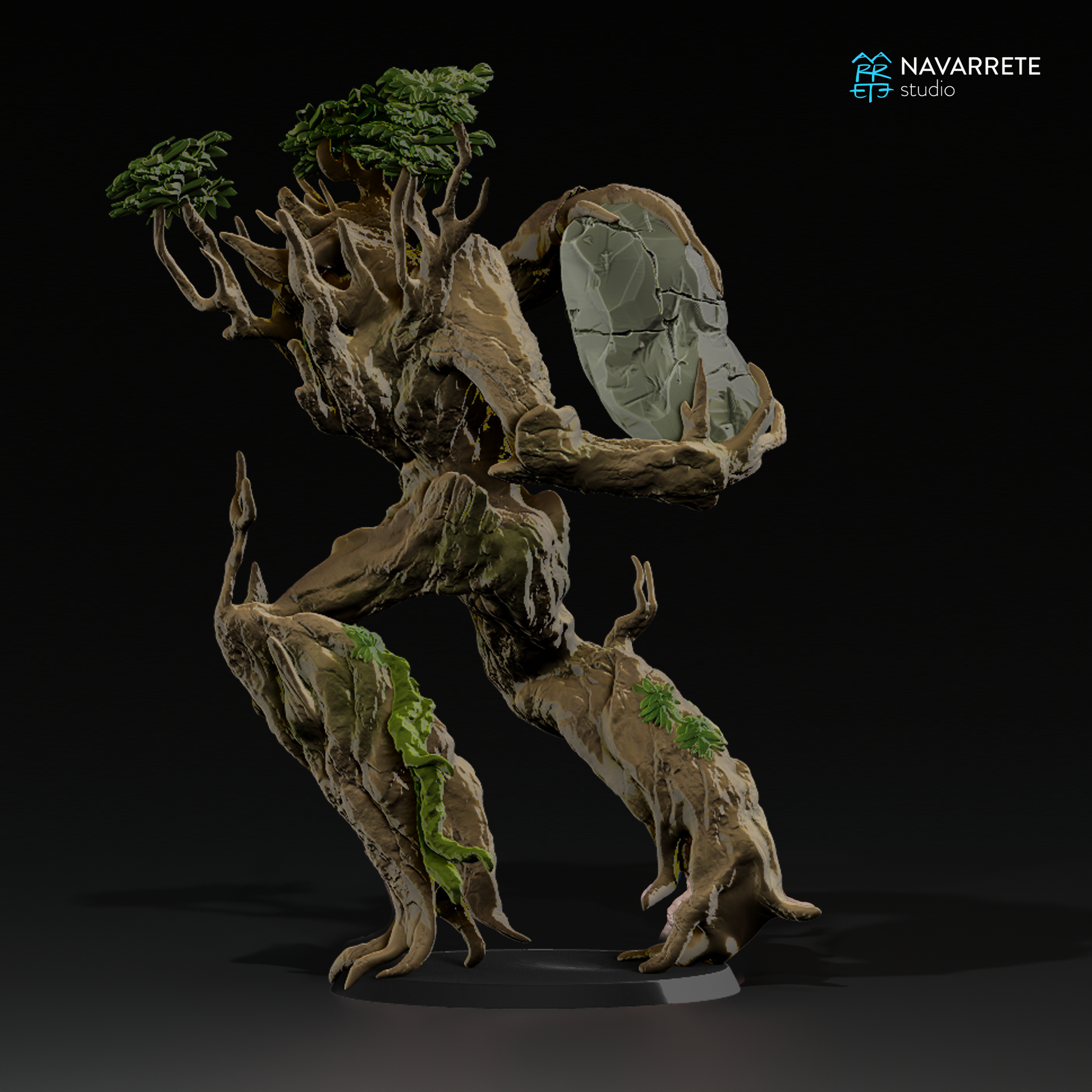 Detailed image of a Treefolk Ent miniature from Navarrete Studio, designed by Tattles Told 3D for tabletop gaming.