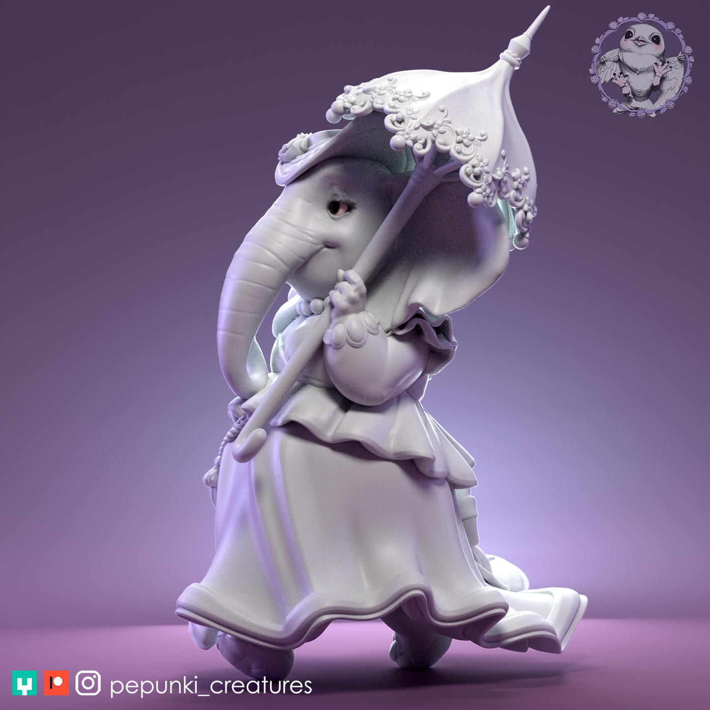 Elephant Lady | Tabletop or Display Scale | D&D Humblewood TTRPG Miniature | Pepunki Creatures