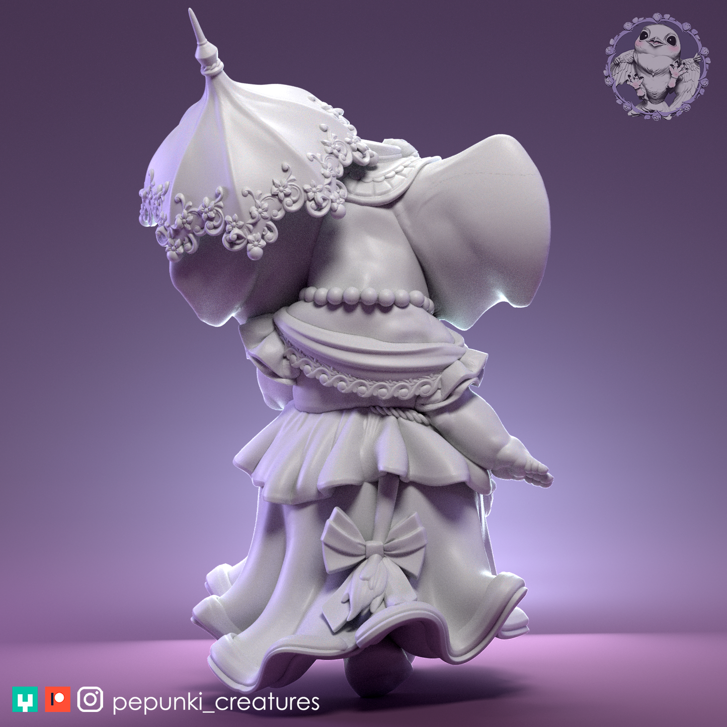 Elephant Lady | Tabletop or Display Scale | D&D Humblewood TTRPG Miniature | Pepunki Creatures