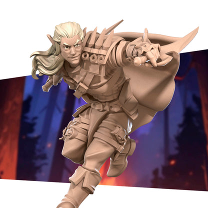 Bullet Heroes, Elf Rogue | D&D Pathfinder TTRPG Miniature | Bite the Bullet