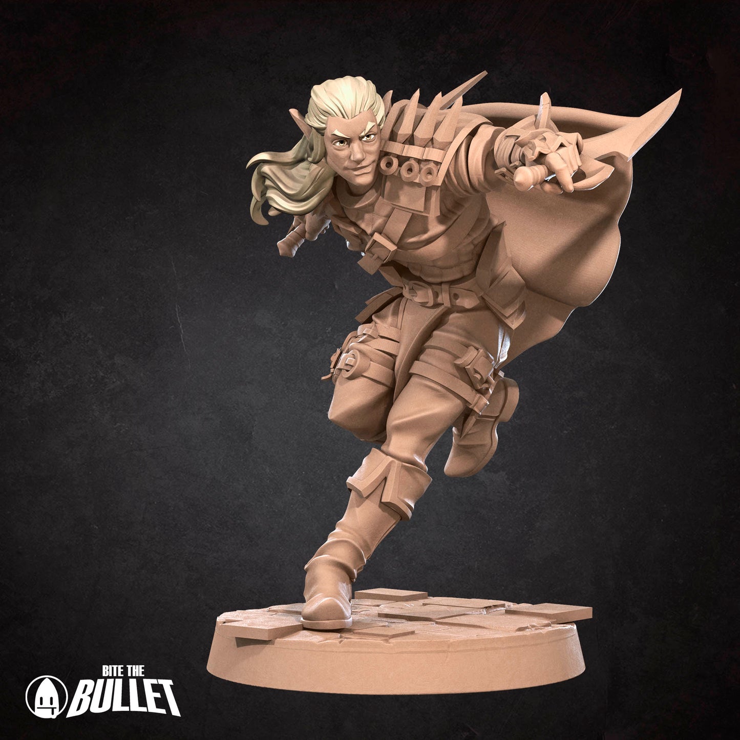 Bullet Heroes, Elf Rogue | D&D Pathfinder TTRPG Miniature | Bite the Bullet
