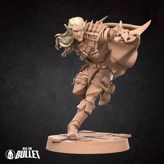 Bullet Heroes, Elf Rogue | D&D Pathfinder TTRPG Miniature | Bite the Bullet