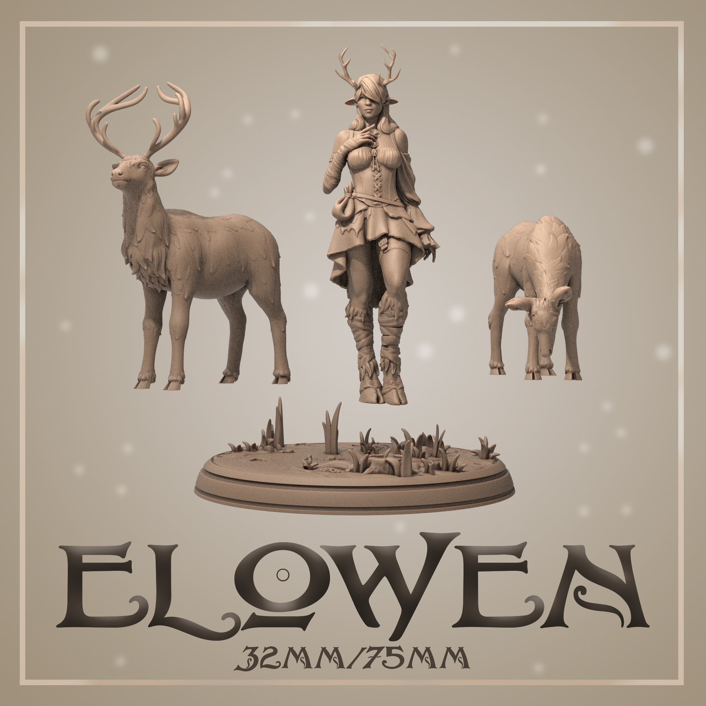 Elowen | Tabletop or Display Scale | D&D TTRPG Fantasy Miniature | Dungeons and Maidens