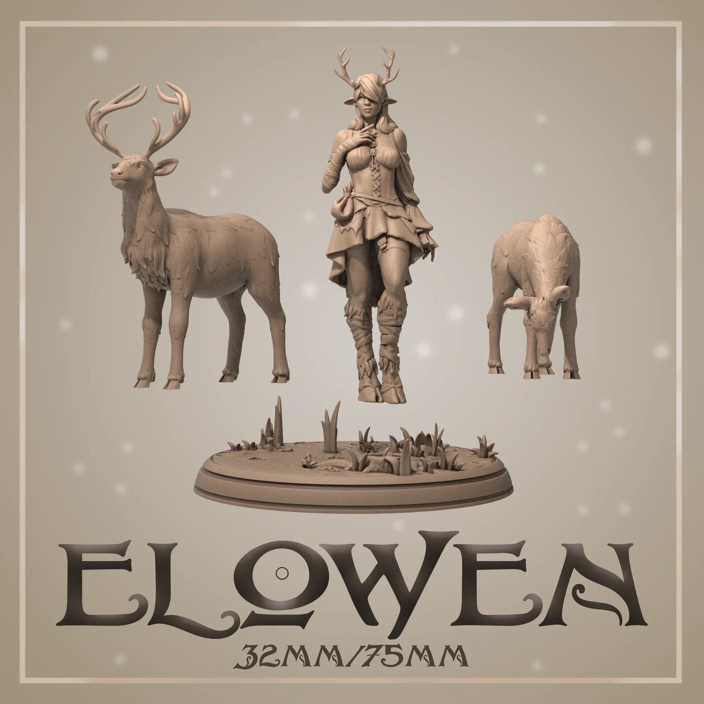 Elowen | Tabletop or Display Scale | D&D TTRPG Fantasy Miniature | Dungeons and Maidens