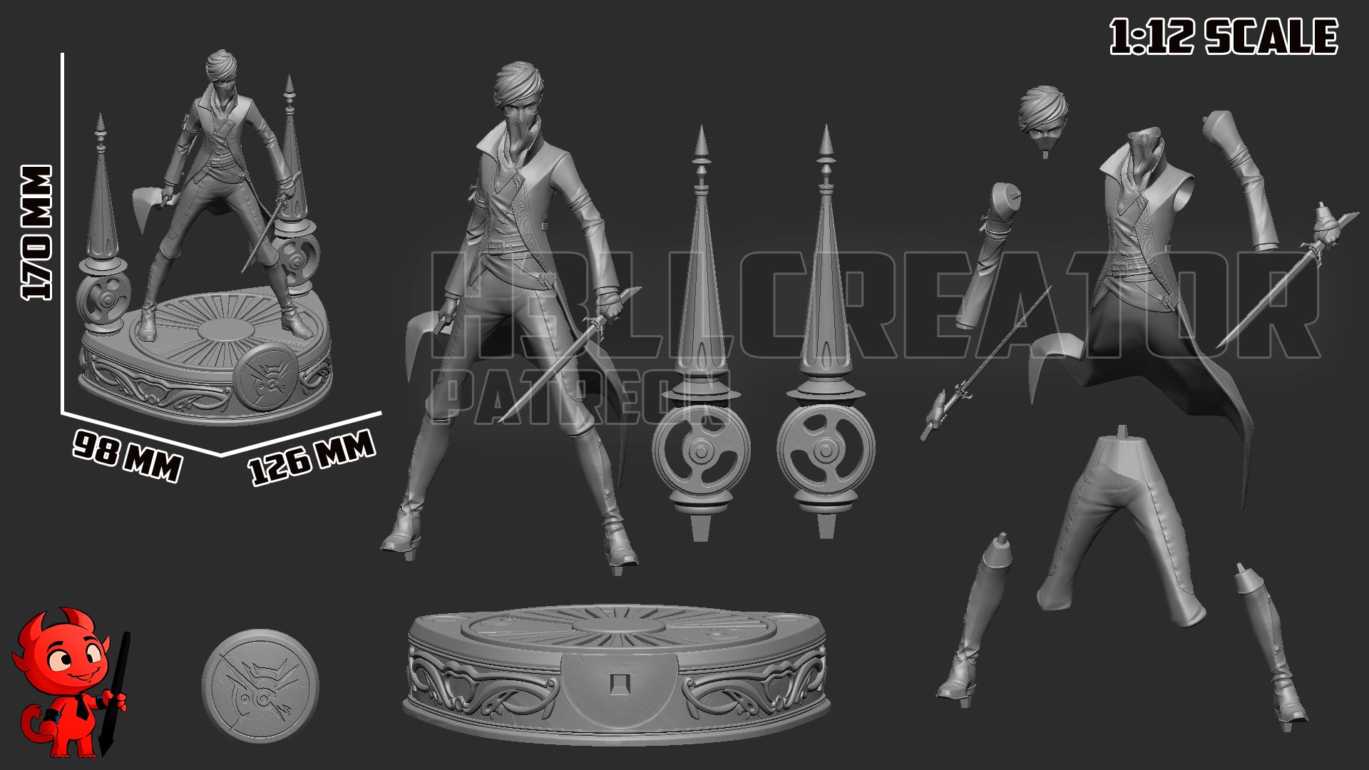 1:12 Masked Empress | Resin Garage Kit Figure Game Fan Art | h3LL creator