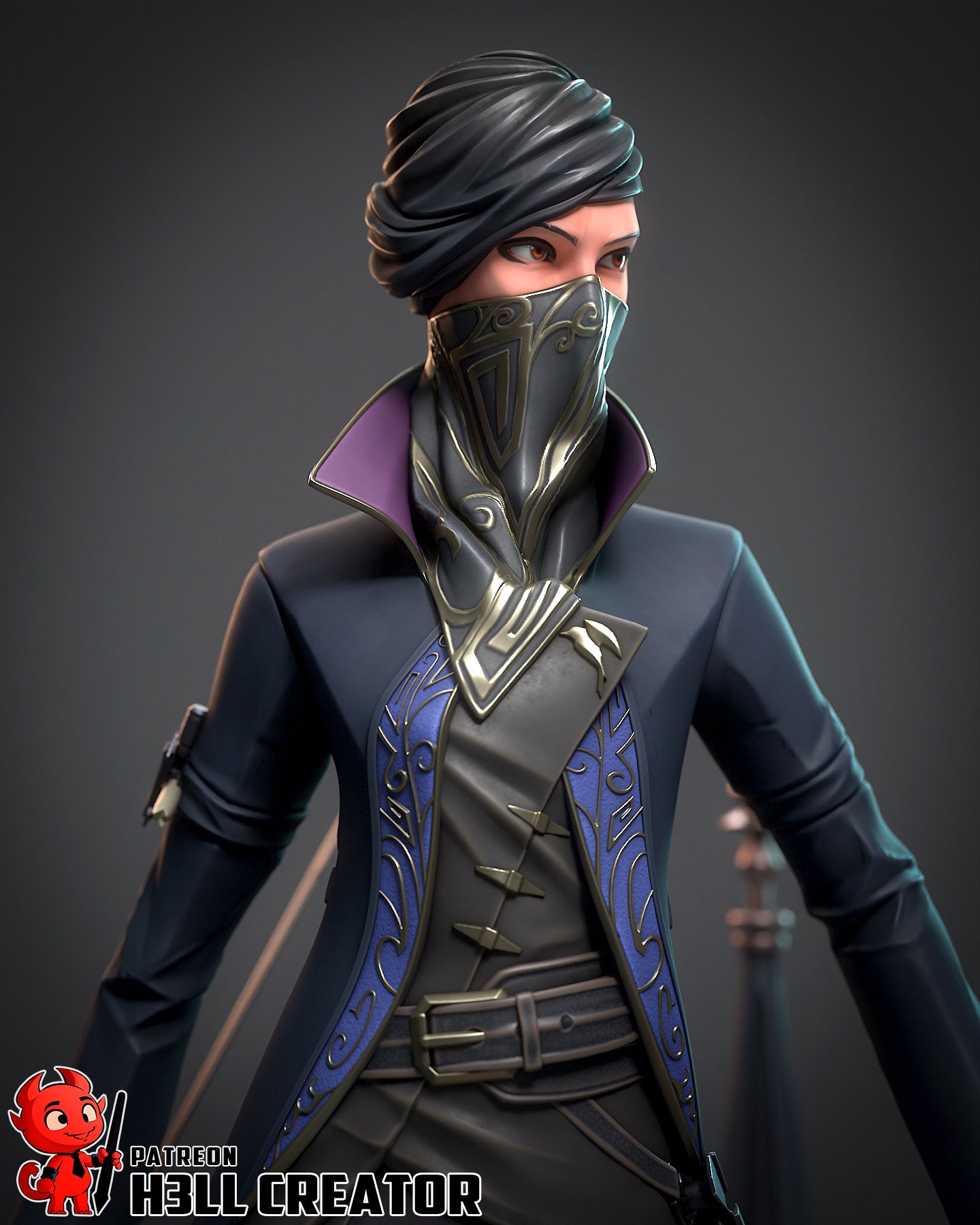 1:12 Masked Empress | Resin Garage Kit Figure Game Fan Art | h3LL creator