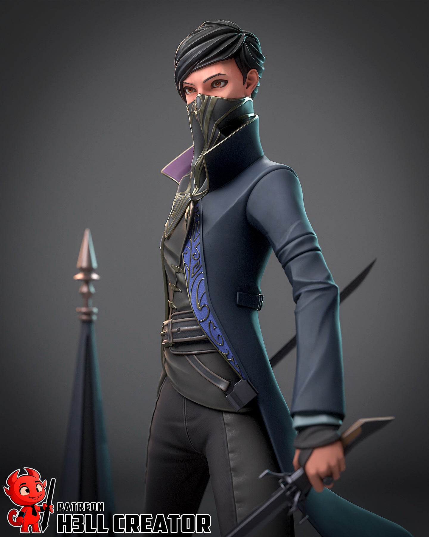 1:12 Masked Empress | Resin Garage Kit Figure Game Fan Art | h3LL creator