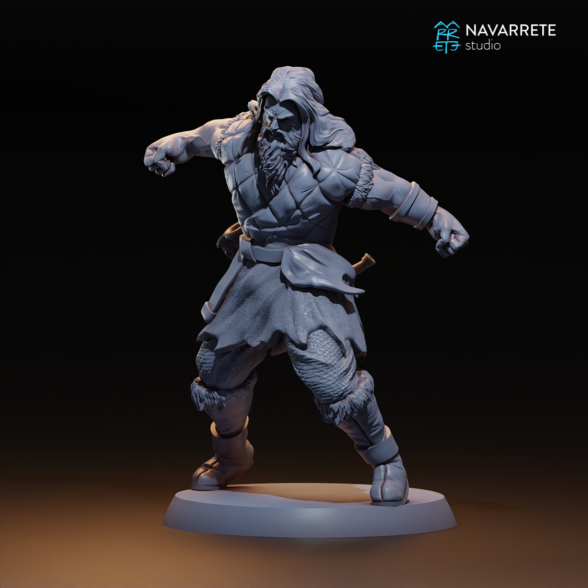 Eryndor Warhand miniature from Navarrete Studio for tabletop gaming, created by Tattles Told 3D, detailed warrior figure.