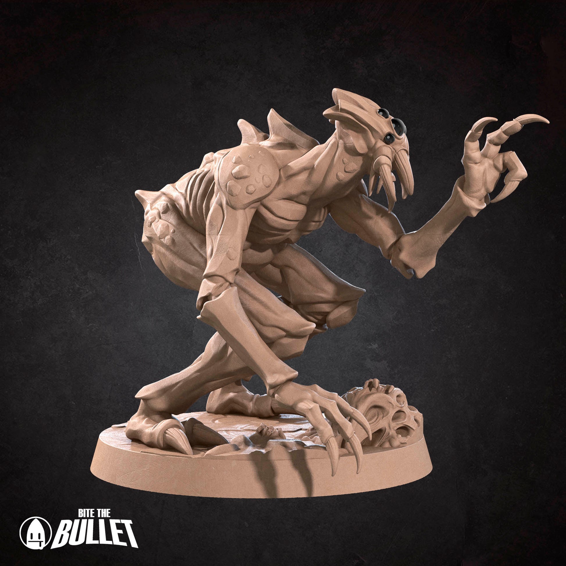 D&D TTRPG miniature of an Ettercap creature from Bite the Bullet set by Tattles Told 3D, detailed fantasy monster figure.