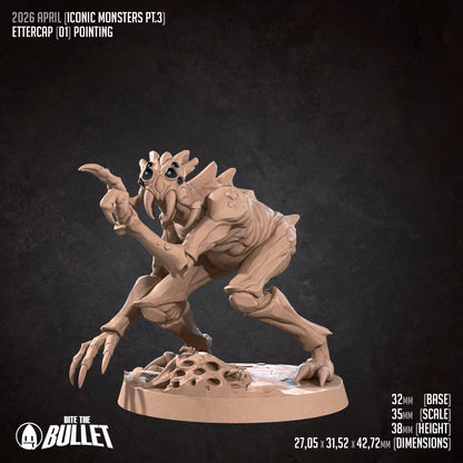 D&D Ettercap miniature from Tattles Told 3D, featuring a detailed arachnid creature for tabletop role-playing games.
