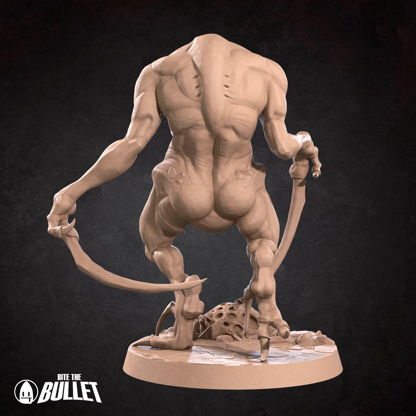 D&D TTRPG miniature of an Ettercap creature from Tattles Told 3D, featuring detailed spider-like features and a menacing pose.