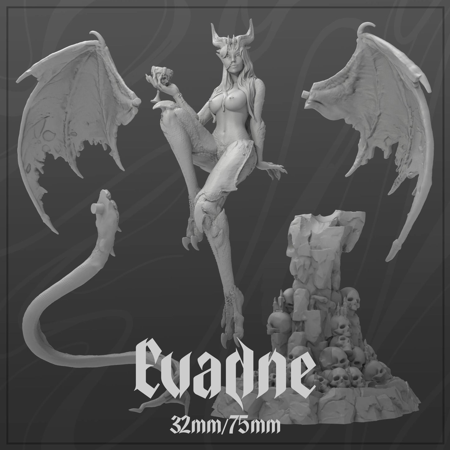 Evadne | Tabletop or Display Scale | D&D TTRPG Fantasy Miniature | Dungeons and Maidens