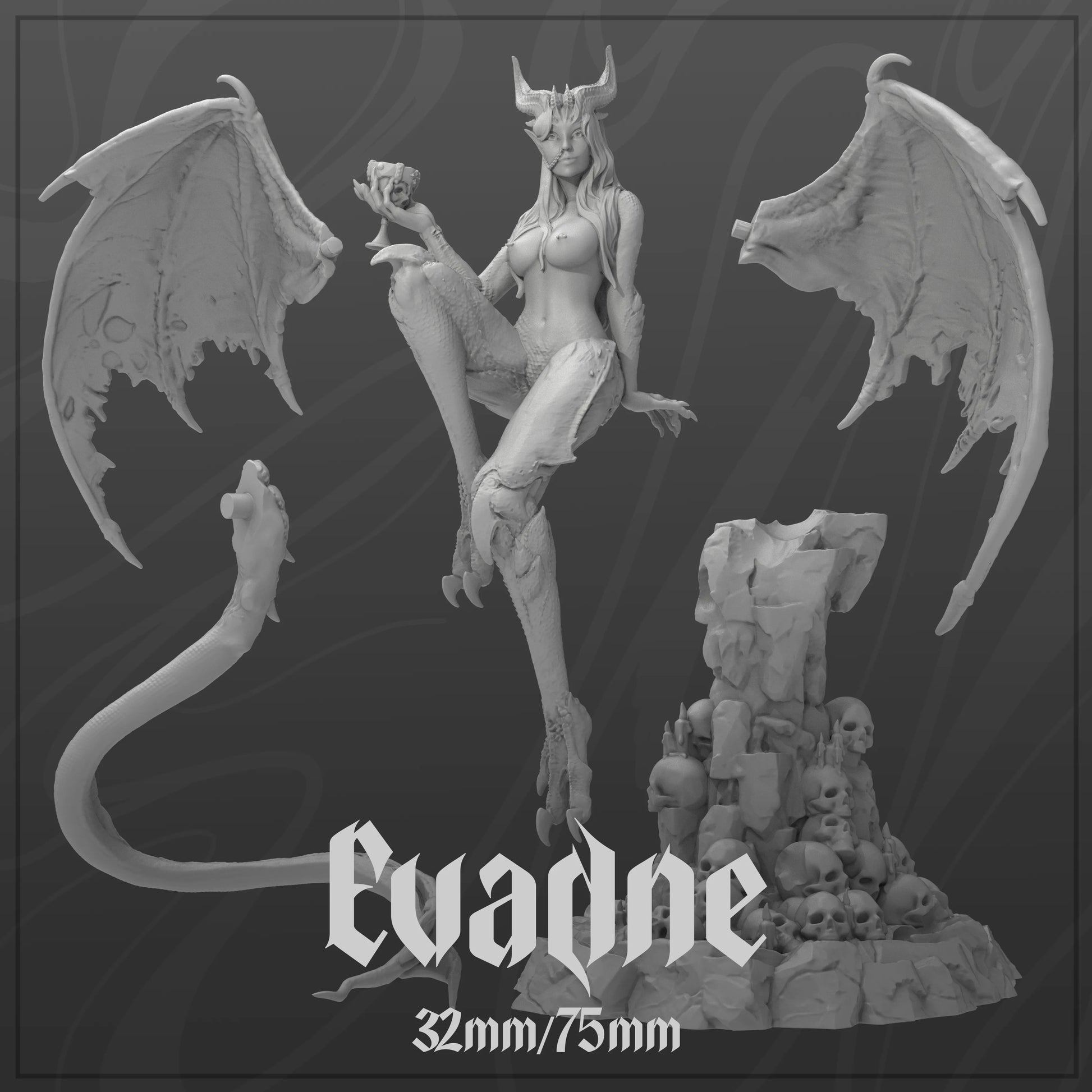 Evadne | Tabletop or Display Scale | D&D TTRPG Fantasy Miniature | Dungeons and Maidens