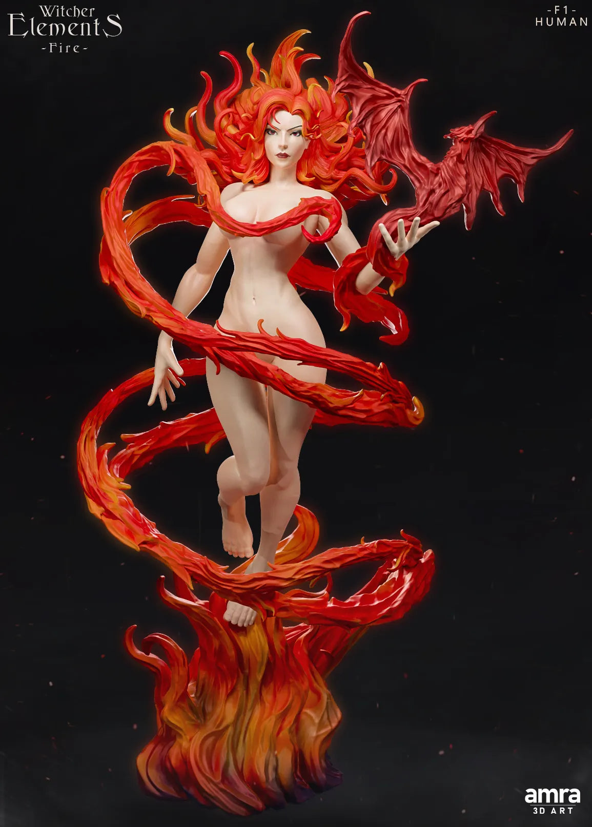 Witcher Elements, Beautiful Female Nature Figures | Display Statues | Amra 3D Art