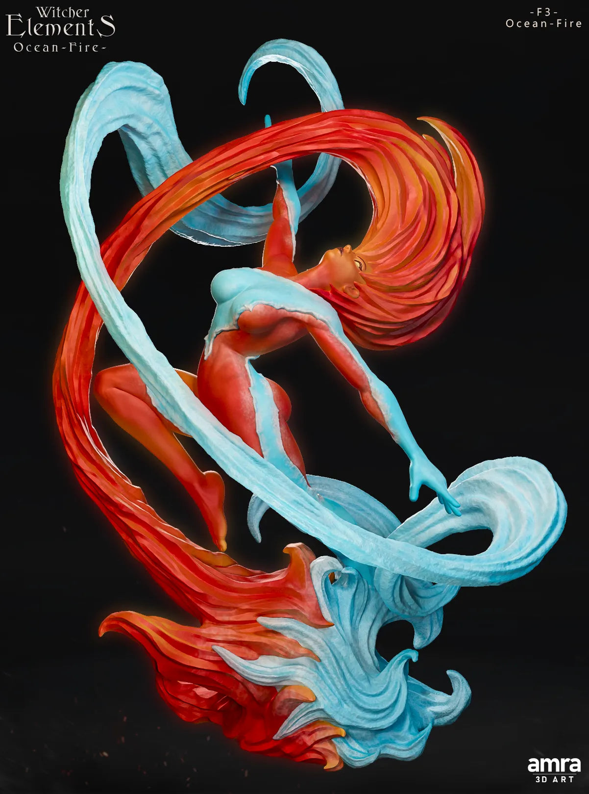 Witcher Elements, Beautiful Female Nature Figures | Display Statues | Amra 3D Art