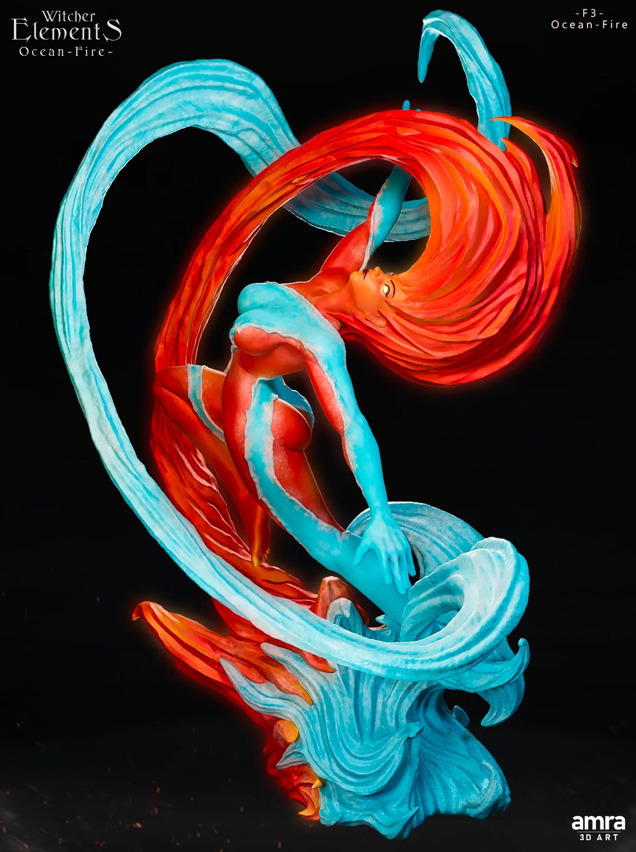 Witcher Elements, Beautiful Female Nature Figures | Display Statues | Amra 3D Art