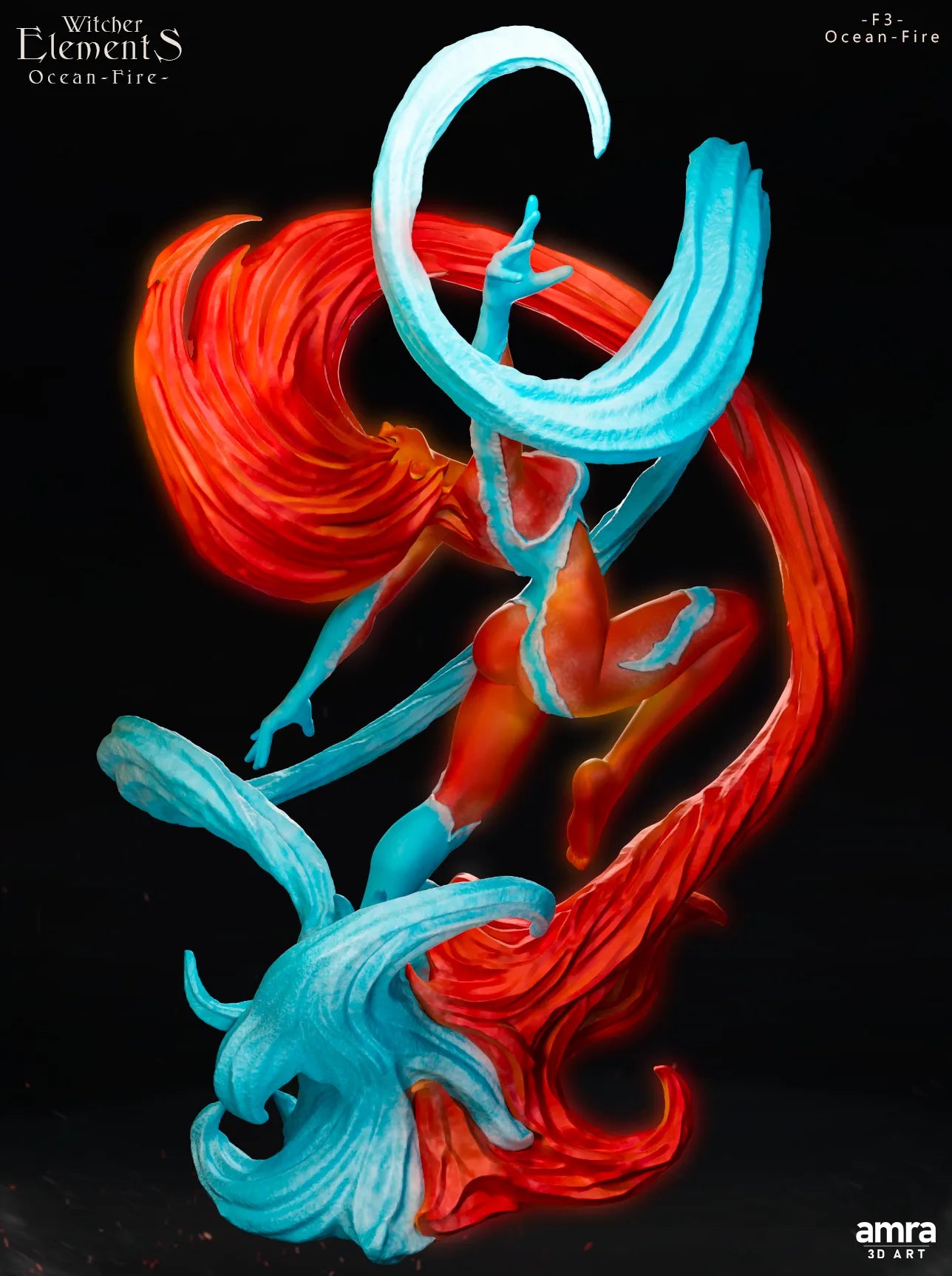 Witcher Elements, Beautiful Female Nature Figures | Display Statues | Amra 3D Art