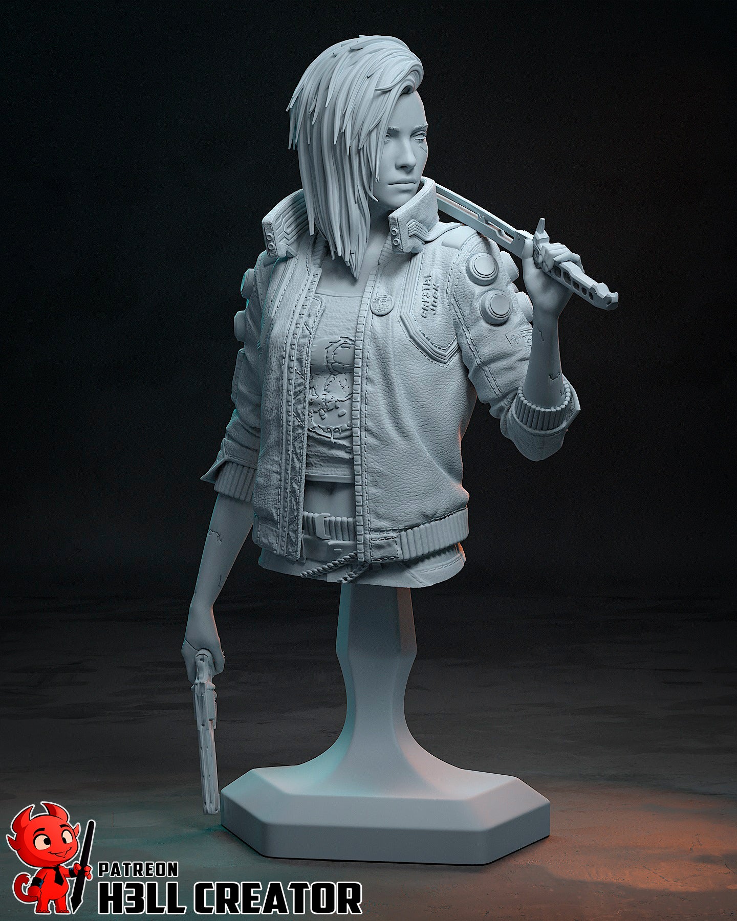 1:10 Cyber Rebel Female | Resin Garage Kit Figure Game Fan Art | h3LL creator