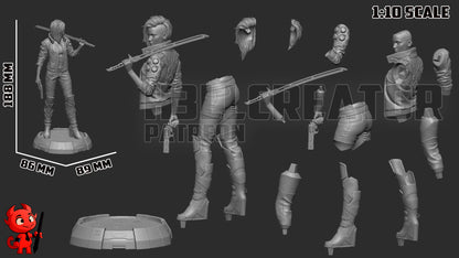 1:10 Cyber Rebel Female | Resin Garage Kit Figure Game Fan Art | h3LL creator