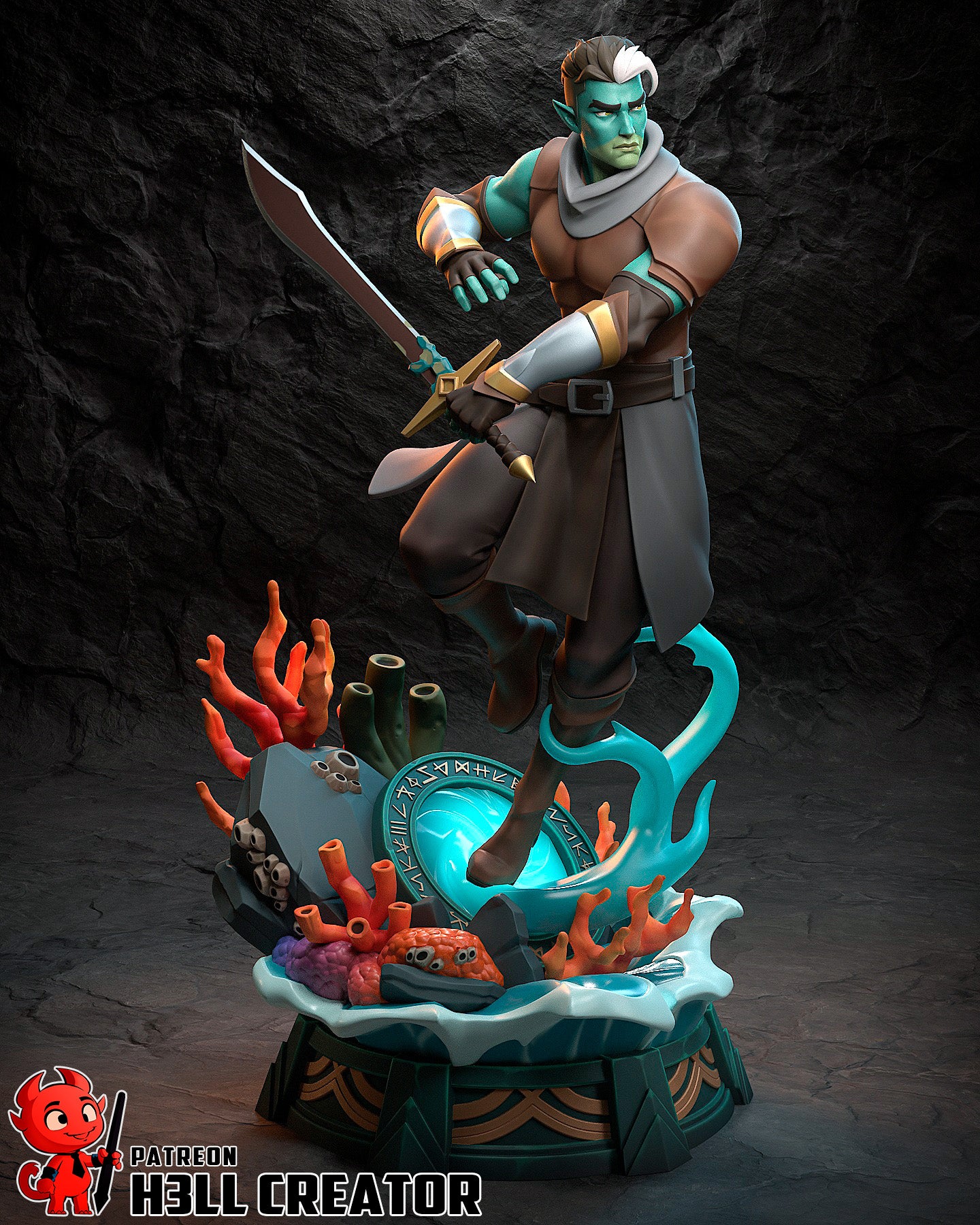 Sea Pact Warlock | Resin Garage Kit Figure Game Fan Art | h3LL creator