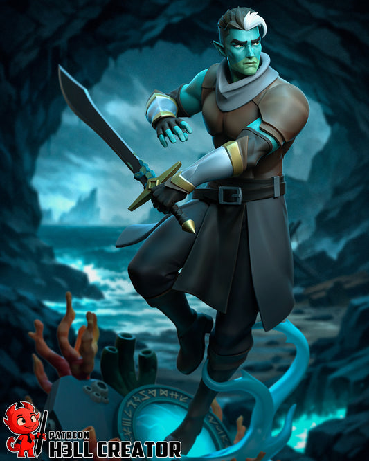 Sea Pact Warlock | Resin Garage Kit Figure Game Fan Art | h3LL creator