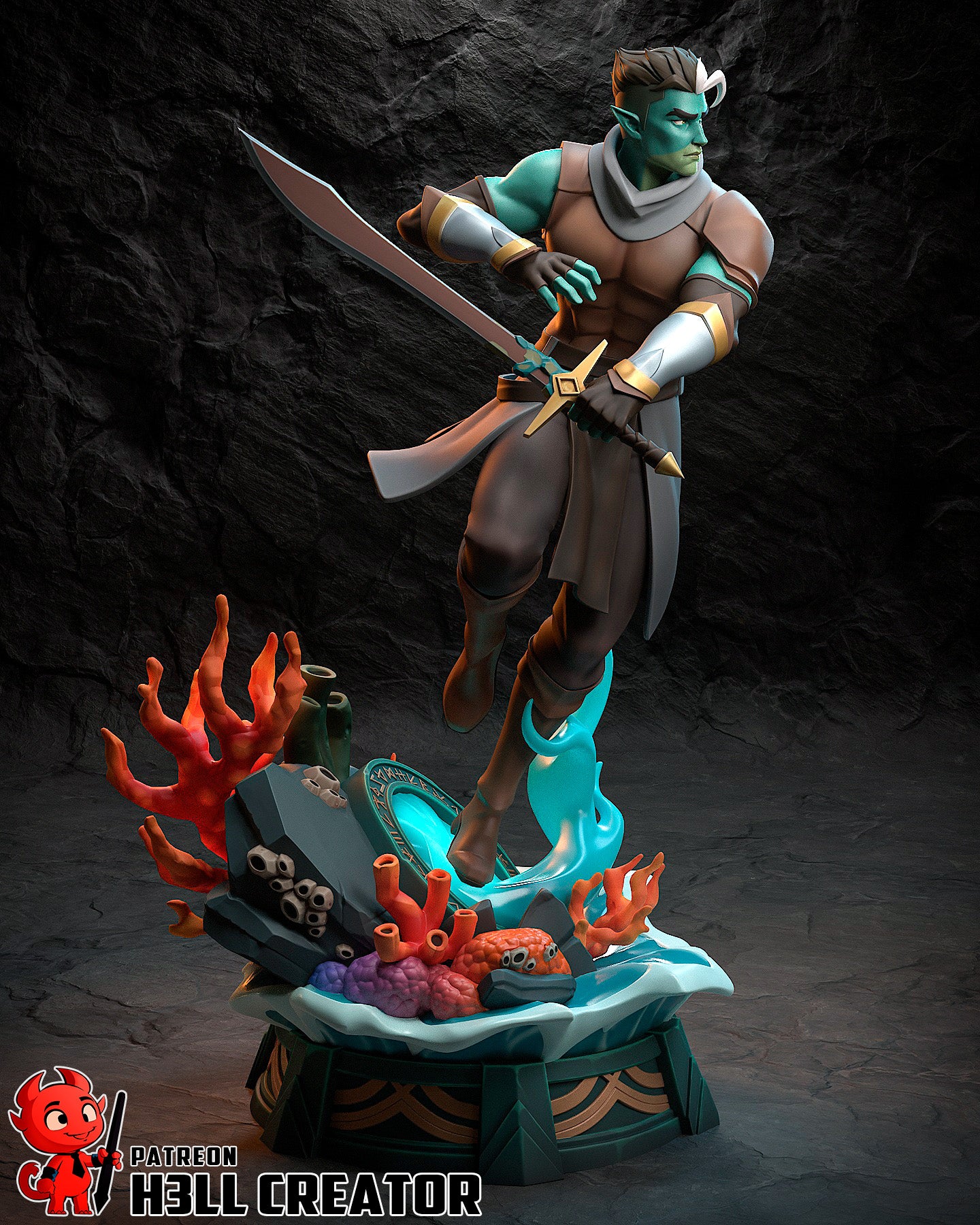 Sea Pact Warlock | Resin Garage Kit Figure Game Fan Art | h3LL creator