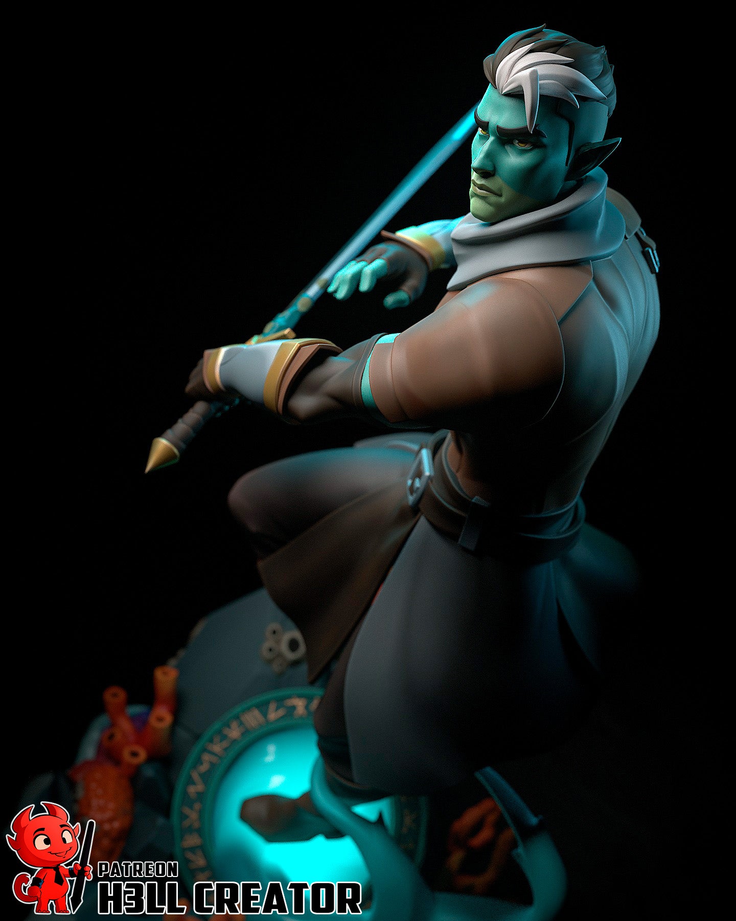 Sea Pact Warlock | Resin Garage Kit Figure Game Fan Art | h3LL creator