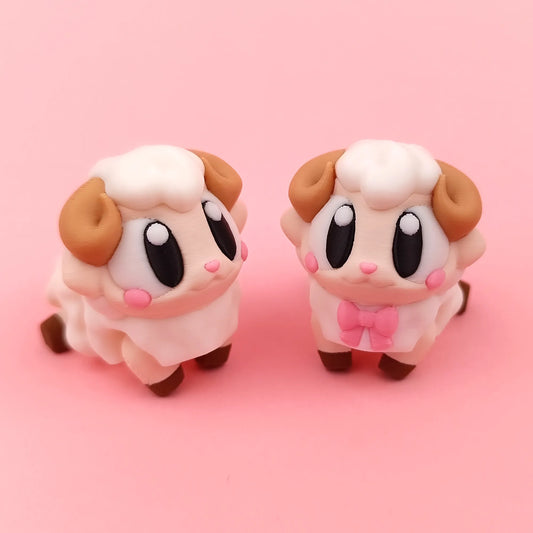 Miniature Flexi Sheep figurine by Tattles Told 3D, featuring a flexible, detailed sheep with textured wool and realistic features.