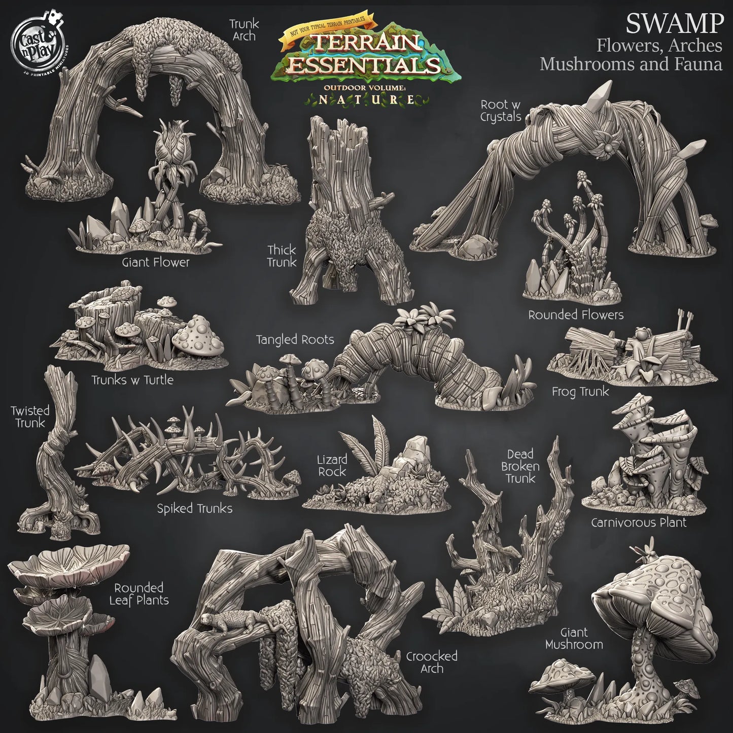 Swamp Set | TTRPG Scatter Diorama Dollhouse Miniature | Terrain Essentials
