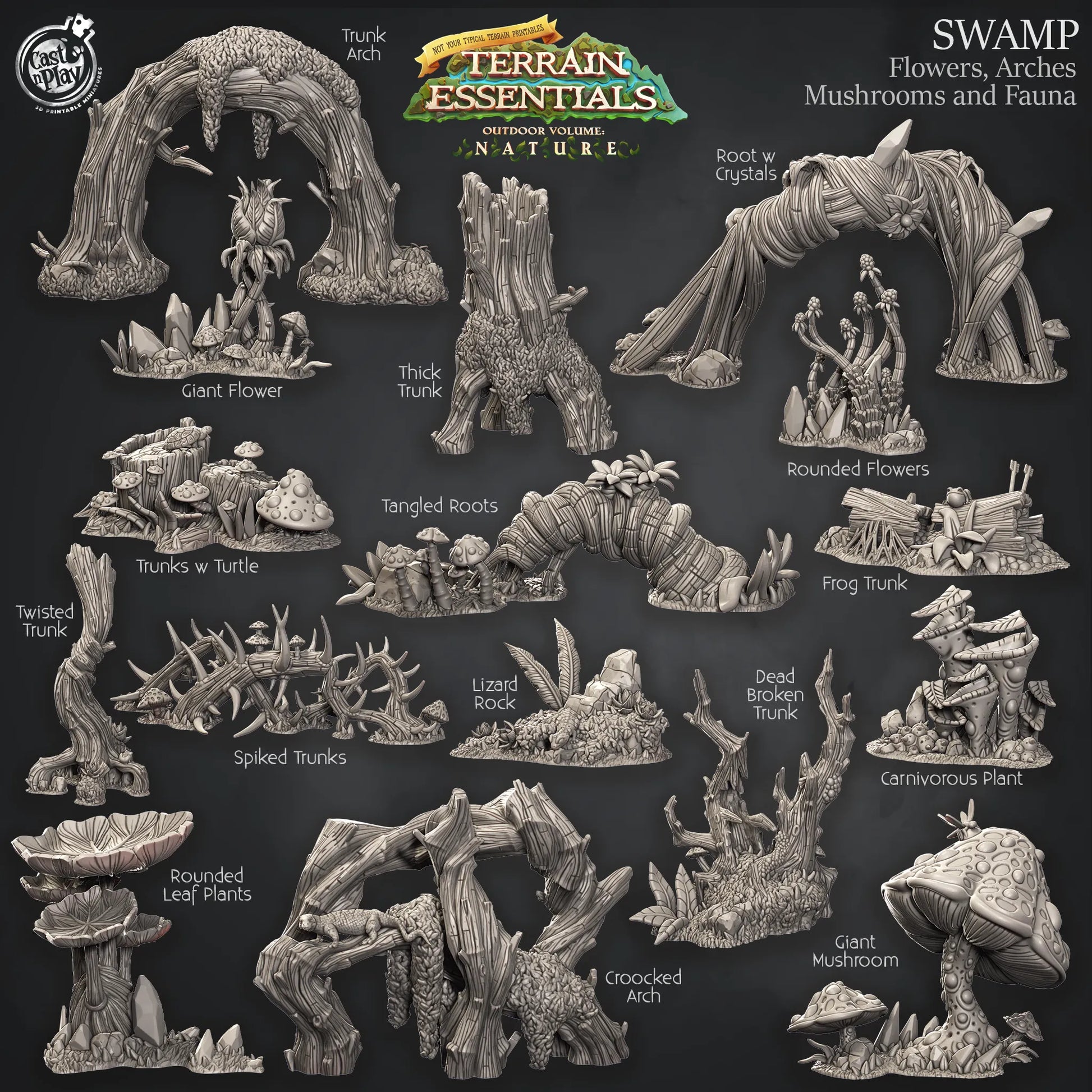 Swamp Set | TTRPG Scatter Diorama Dollhouse Miniature | Terrain Essentials