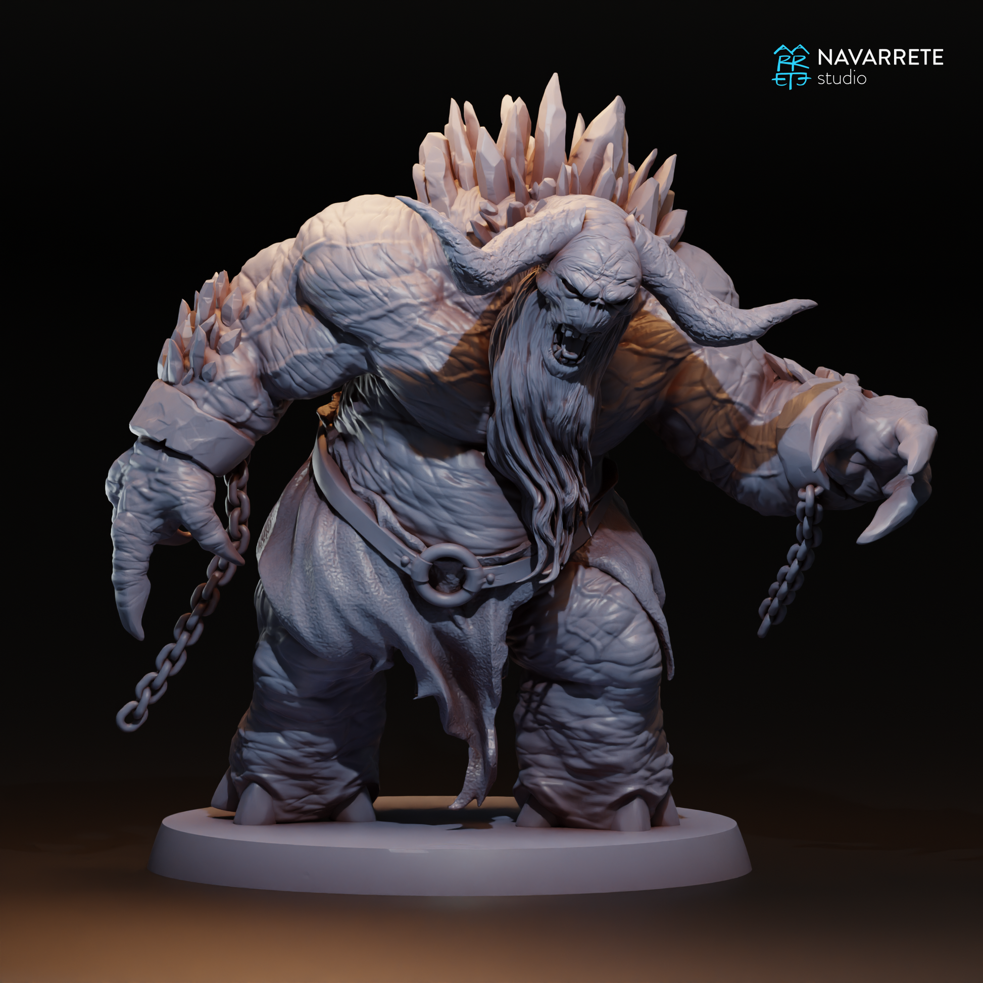 Frost Troll miniature from Trolls tabletop gaming set by Tattles Told 3D, shown in detailed blue and icy design.