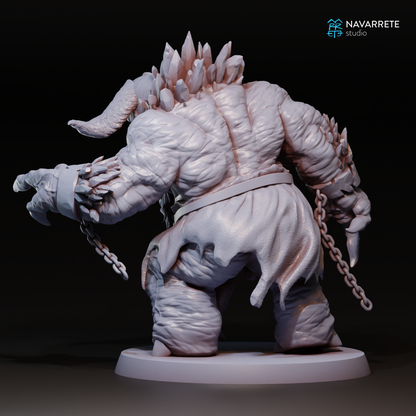 Frost Troll tabletop gaming miniature by Tattles Told 3D from Navarrete Studio, featuring a detailed icy troll figure.