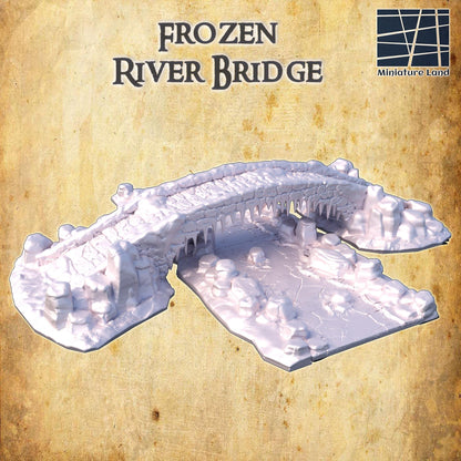 Frozen River Bridge | 28mm Scale Model Terrain | D&D TTRPG Playable 3D Printed Building | MiniatureLand