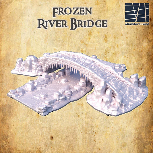 Frozen River Bridge | 28mm Scale Model Terrain | D&D TTRPG Playable 3D Printed Building | MiniatureLand