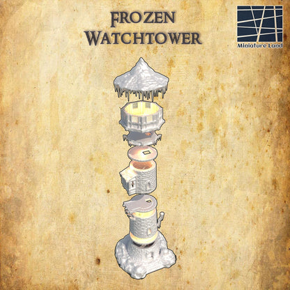 Frozen Watchtower | 28mm Scale Model Terrain | D&D TTRPG Playable 3D Printed Building | MiniatureLand
