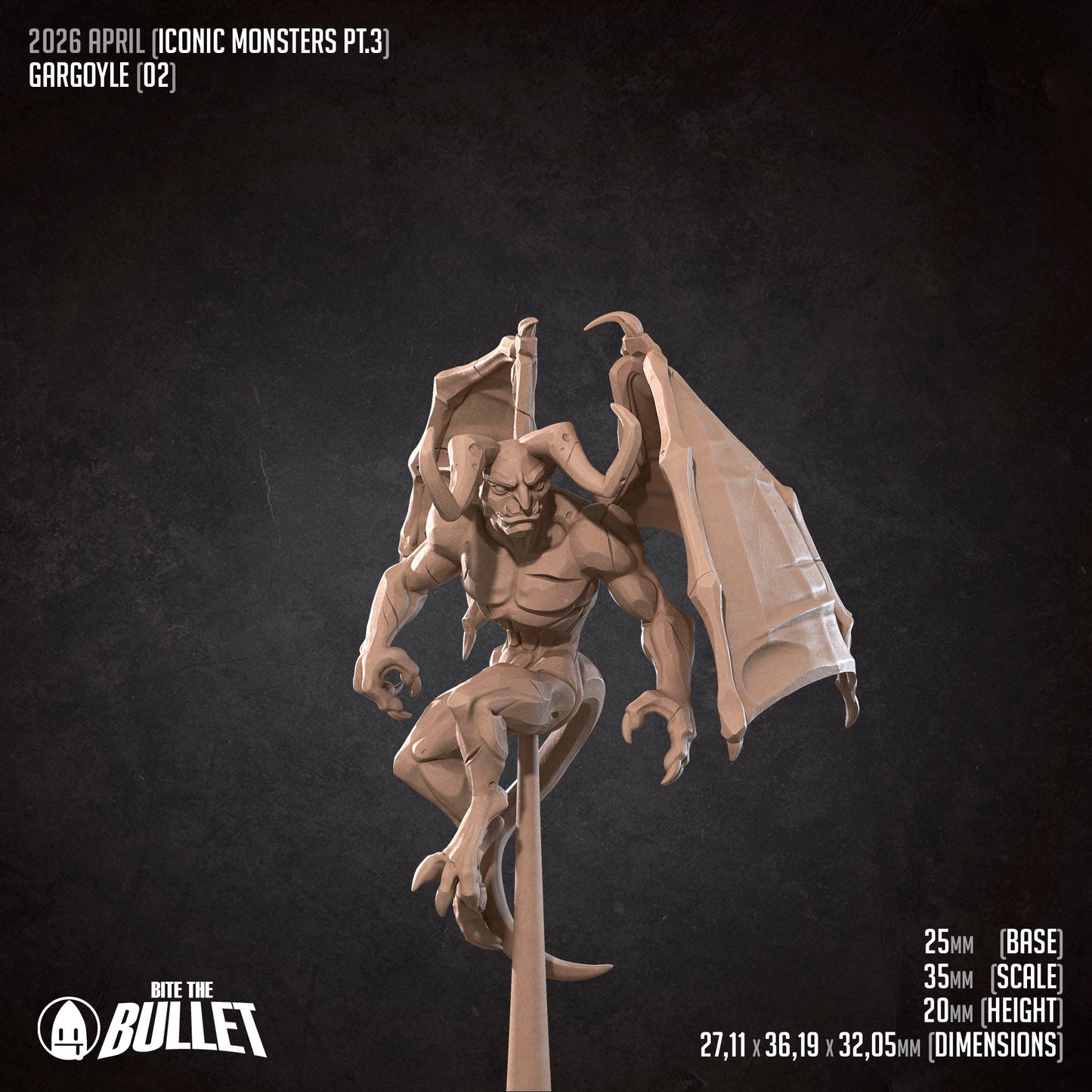 D&D Gargoyle miniature by Tattles Told 3D, detailed fantasy creature for tabletop role-playing game setups.