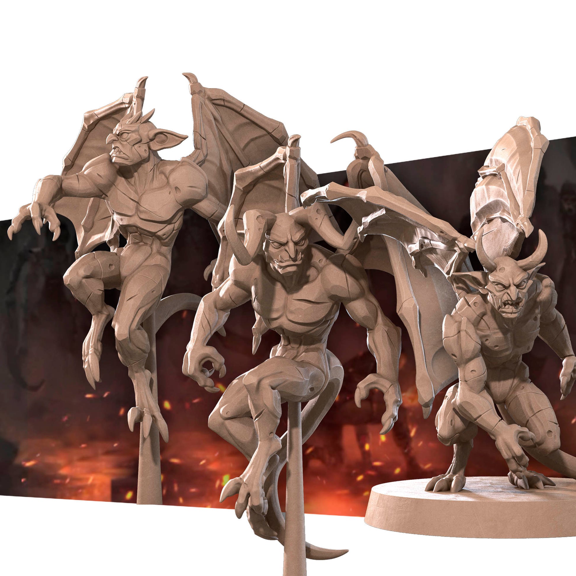 D&D Gargoyles miniature by Tattles Told 3D, detailed fantasy creature for tabletop role-playing games, featuring stone-like texture.