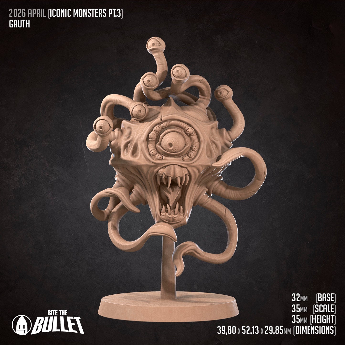 Gauth D&D TTRPG miniature by Tattles Told 3D, detailed gaming figure of a creature with a fierce stance for tabletop role-playing games.