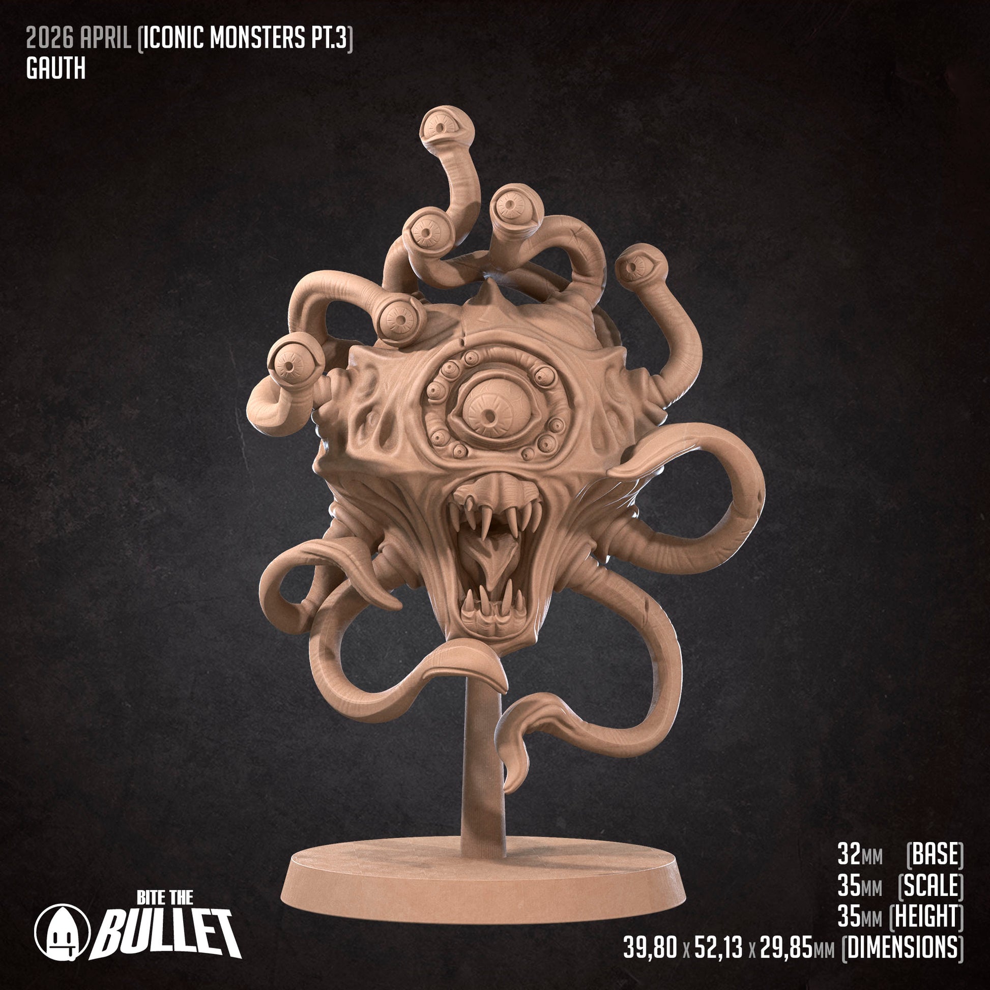 Gauth D&D TTRPG miniature by Tattles Told 3D, detailed gaming figure of a creature with a fierce stance for tabletop role-playing games.