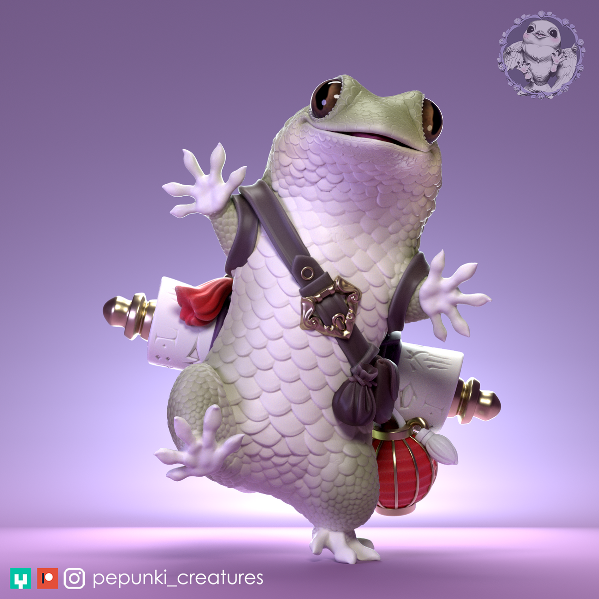 Fish Scaled Gecko (FSG) Traveler | D&D Humblewood TTRPG Miniature | Pepunki Creatures