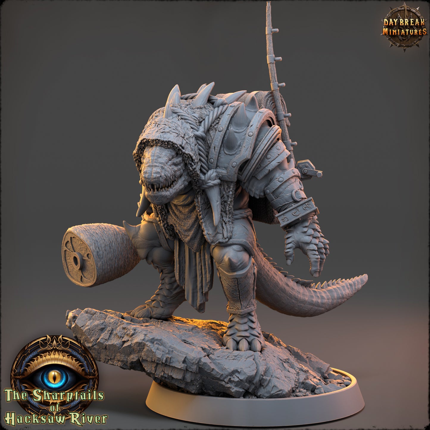 Crocodile Folk - The Sharptails of Hacksaw River | Tabletop or Display Scale | D&D Mini | Daybreak Miniatures