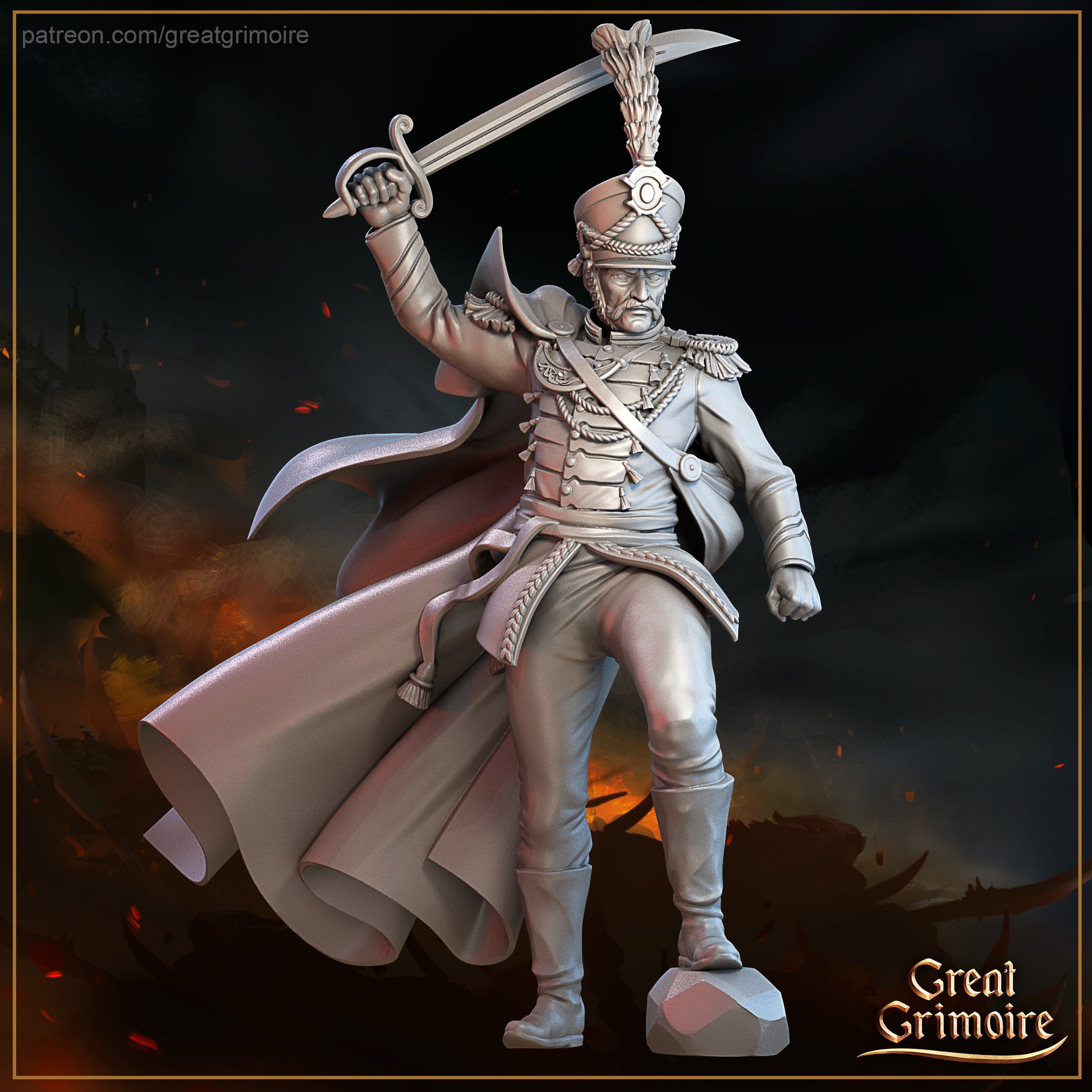 Brave Hussars, European Light Cavalry | Macabre Dance of Tails and Sabers | D&D Tabletop Miniature | Great Grimoire