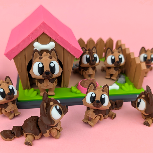 Flexi German Shepherd & Backyard Playset | 3DGOB
