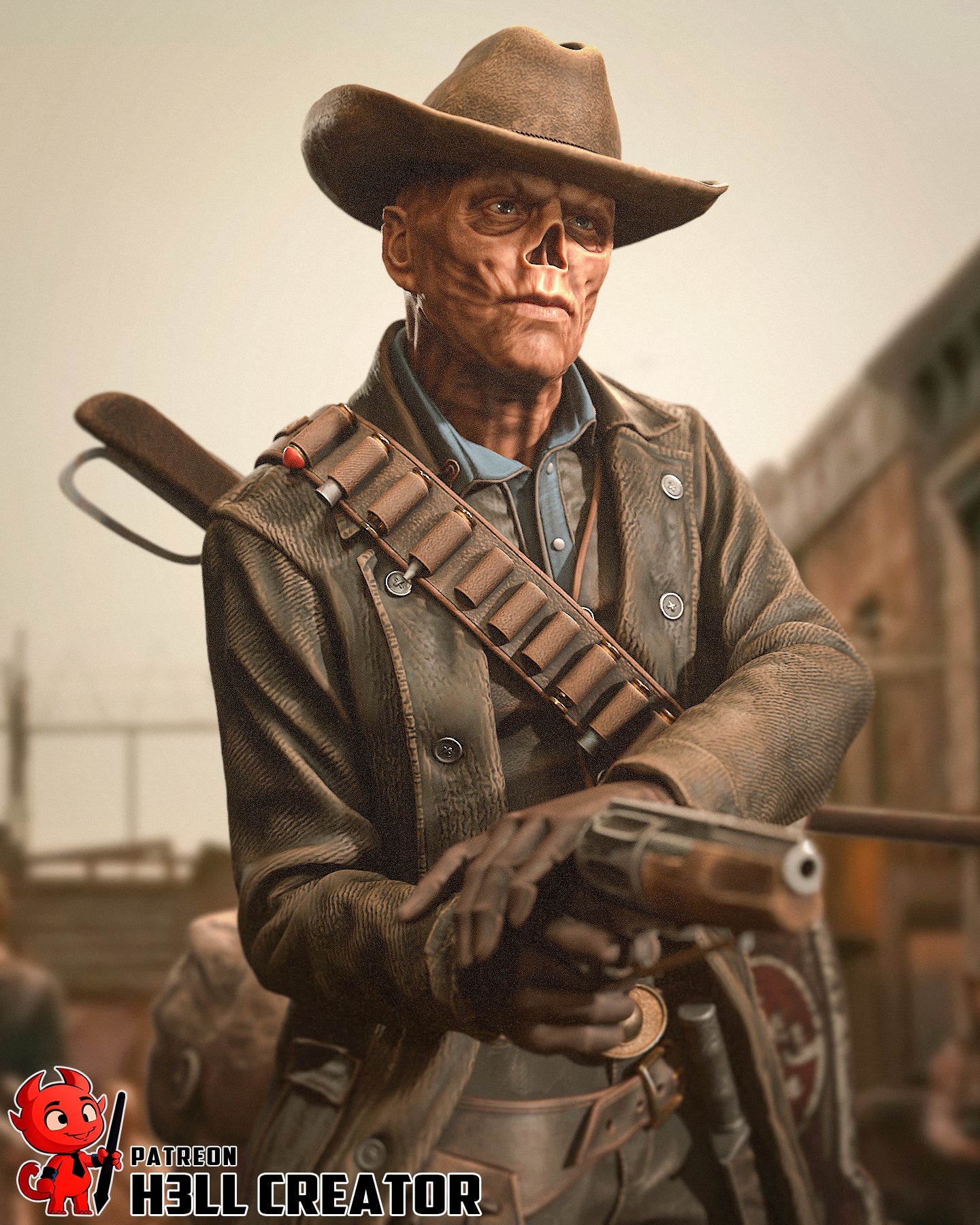 1:10 Wasteland Gunslinger | Resin Garage Kit Figure Game Fan Art | h3LL creator