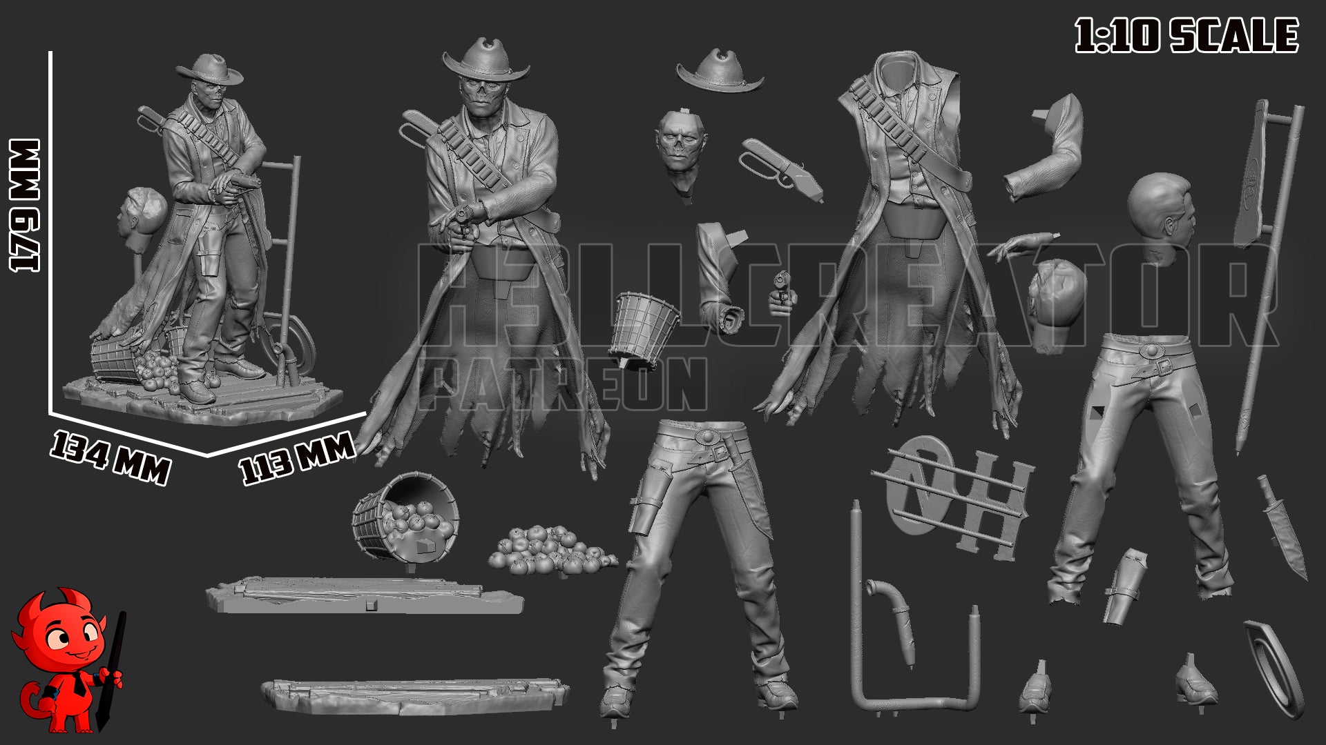 1:10 Wasteland Gunslinger | Resin Garage Kit Figure Game Fan Art | h3LL creator