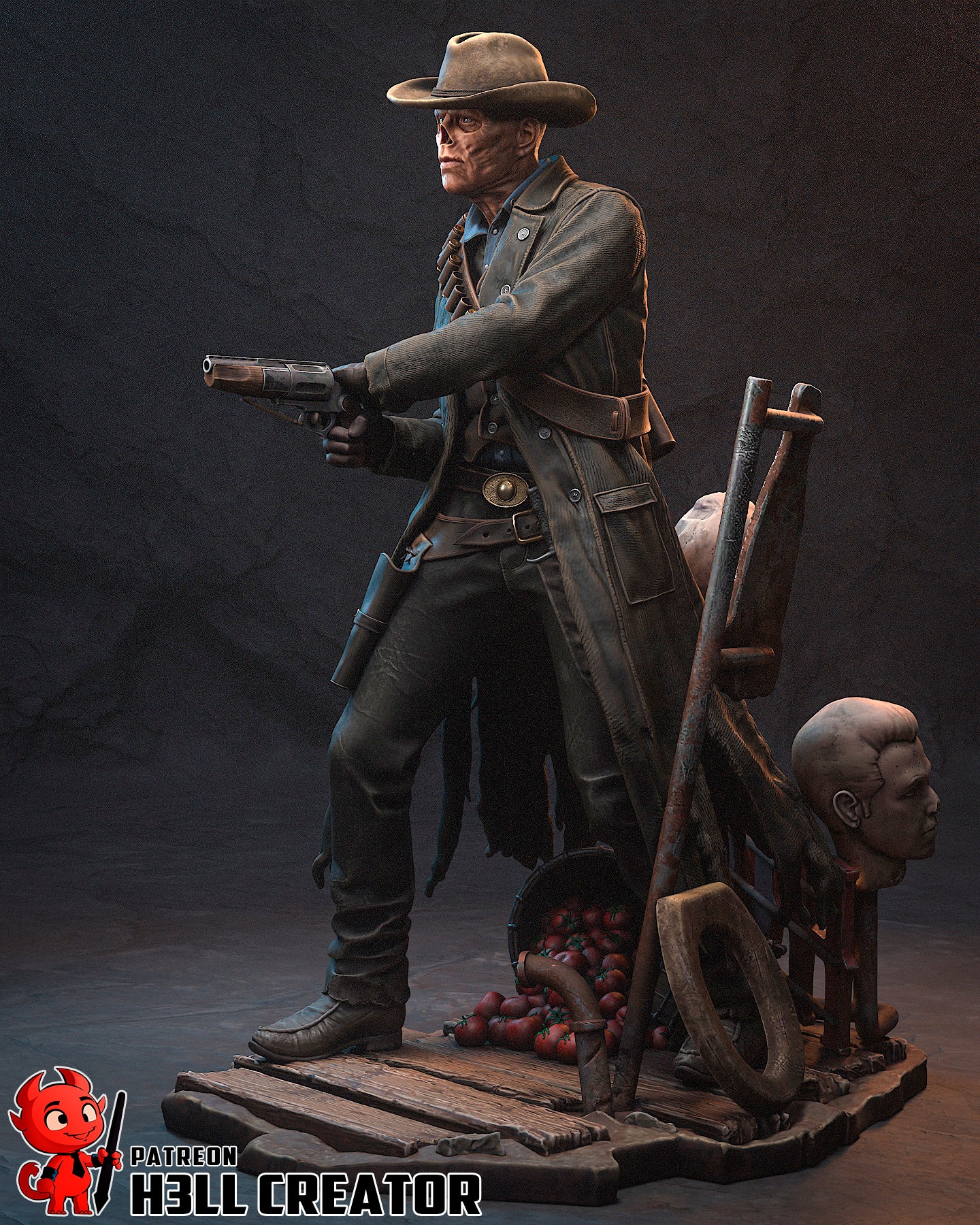 1:10 Wasteland Gunslinger | Resin Garage Kit Figure Game Fan Art | h3LL creator