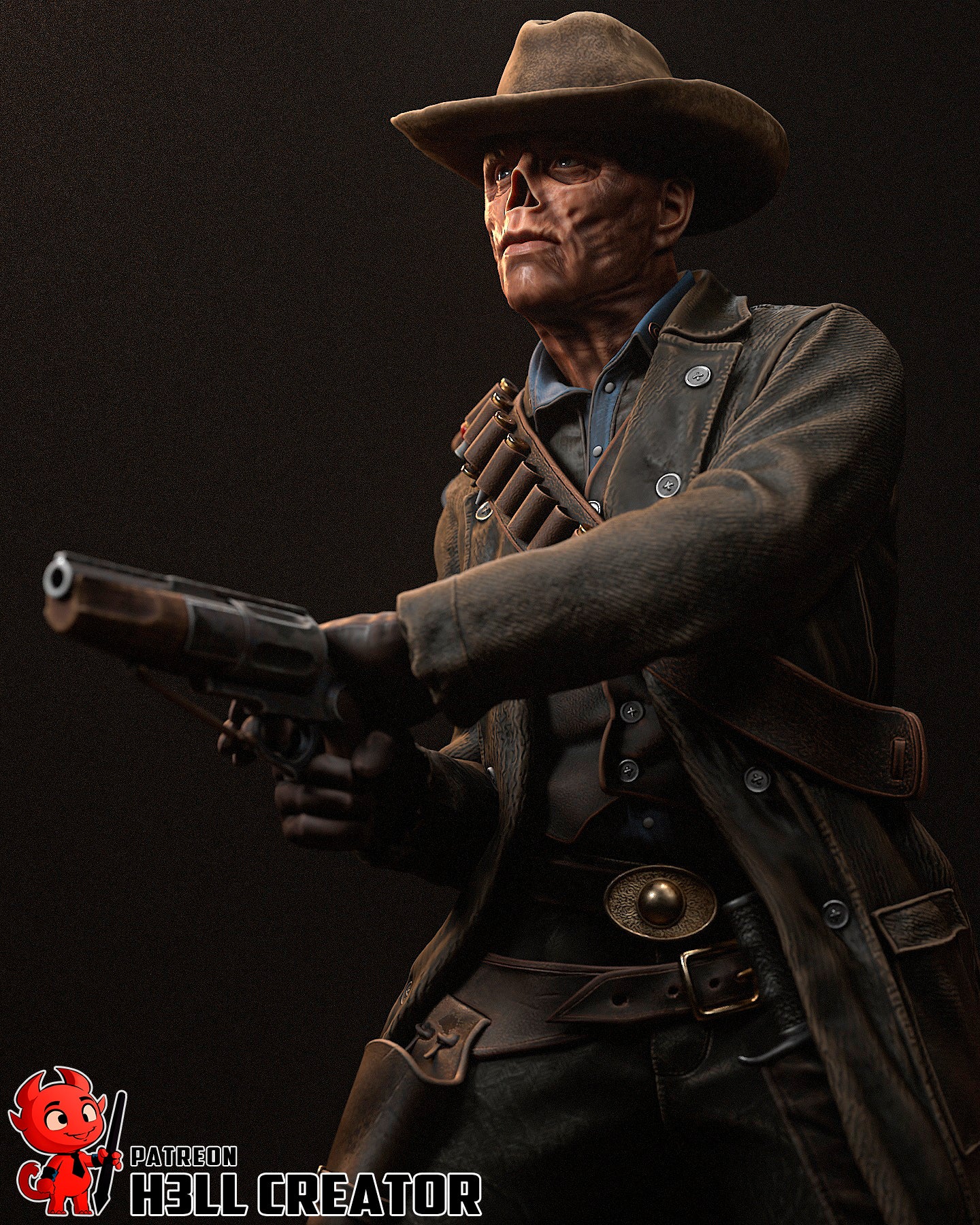 1:10 Wasteland Gunslinger | Resin Garage Kit Figure Game Fan Art | h3LL creator